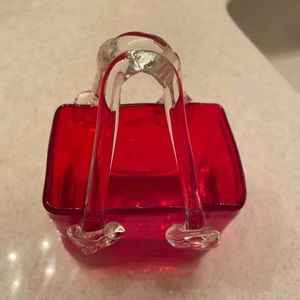 Vintage blown glass handbag vase